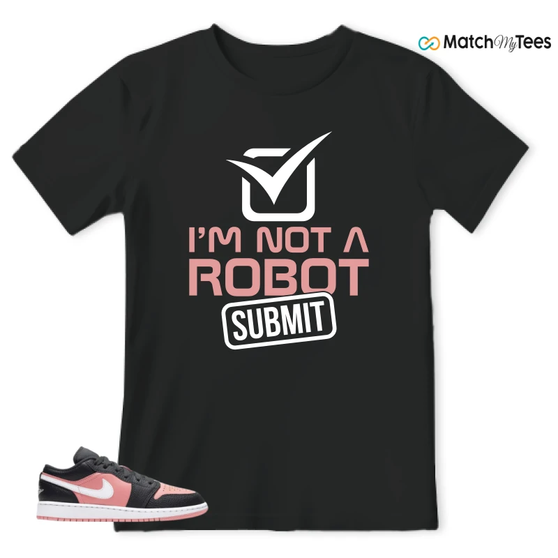 NIKE JORDAN 1 LOW BLACK PINK QUARTZ (GS) SNEAKER Matching Tees t-shirt
