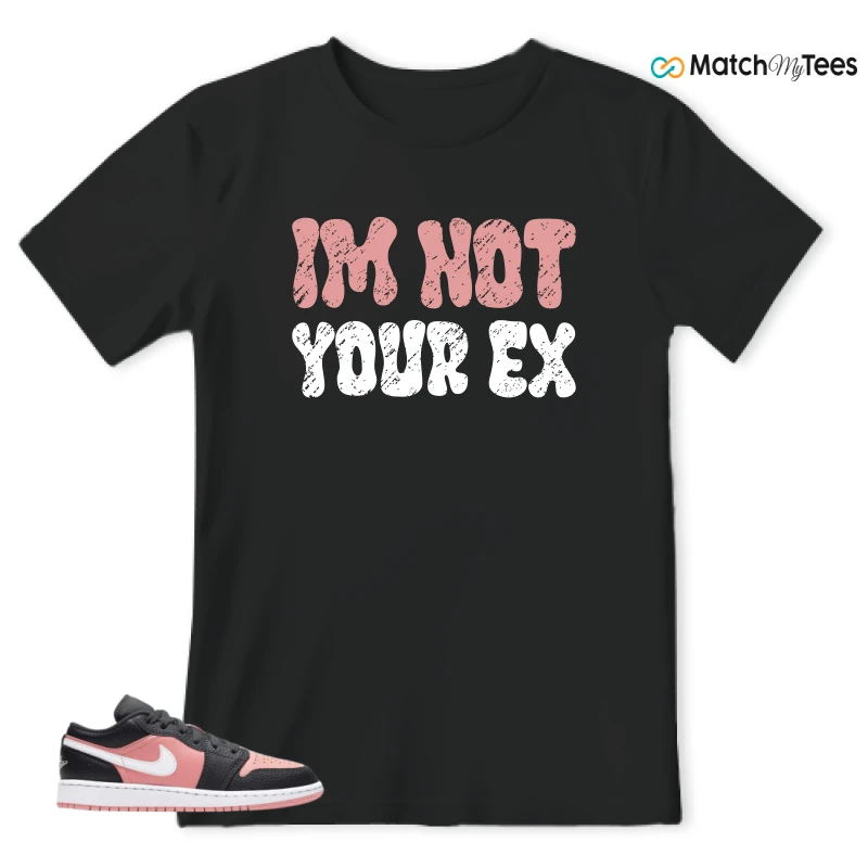 NIKE JORDAN 1 LOW BLACK PINK QUARTZ (GS) SNEAKER Matching Tees t-shirt