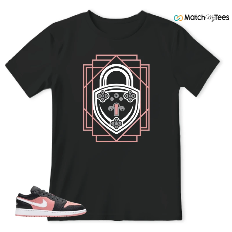 NIKE JORDAN 1 LOW BLACK PINK QUARTZ (GS) SNEAKER Matching Tees t-shirt