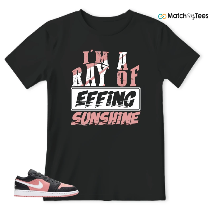 NIKE JORDAN 1 LOW BLACK PINK QUARTZ (GS) SNEAKER Matching Tees t-shirt