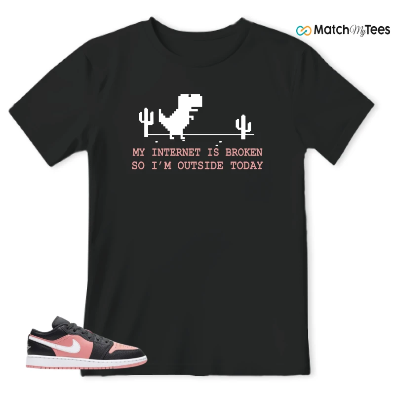 NIKE JORDAN 1 LOW BLACK PINK QUARTZ (GS) SNEAKER Matching Tees t-shirt