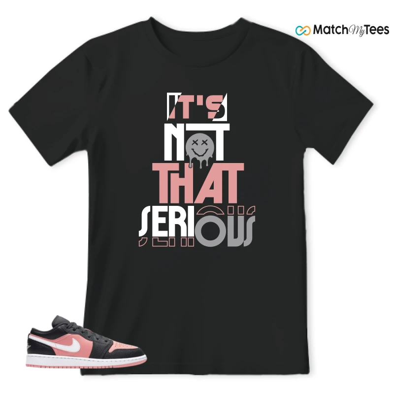 NIKE JORDAN 1 LOW BLACK PINK QUARTZ (GS) SNEAKER Matching Tees t-shirt