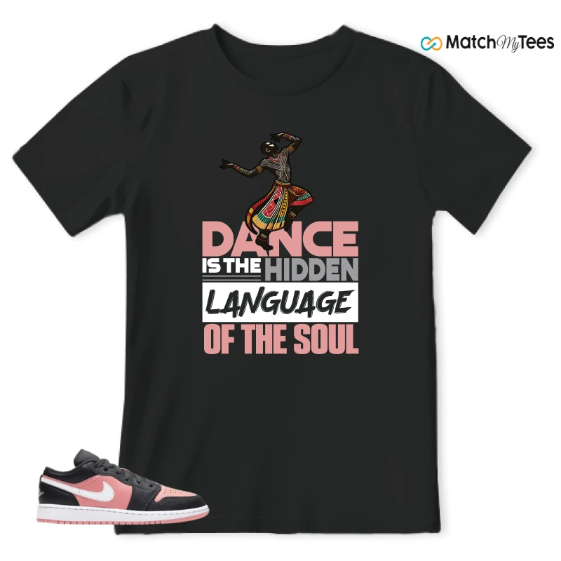NIKE JORDAN 1 LOW BLACK PINK QUARTZ (GS) SNEAKER Matching Tees t-shirt