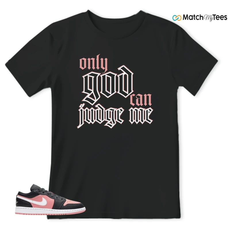 NIKE JORDAN 1 LOW BLACK PINK QUARTZ (GS) SNEAKER Matching Tees t-shirt