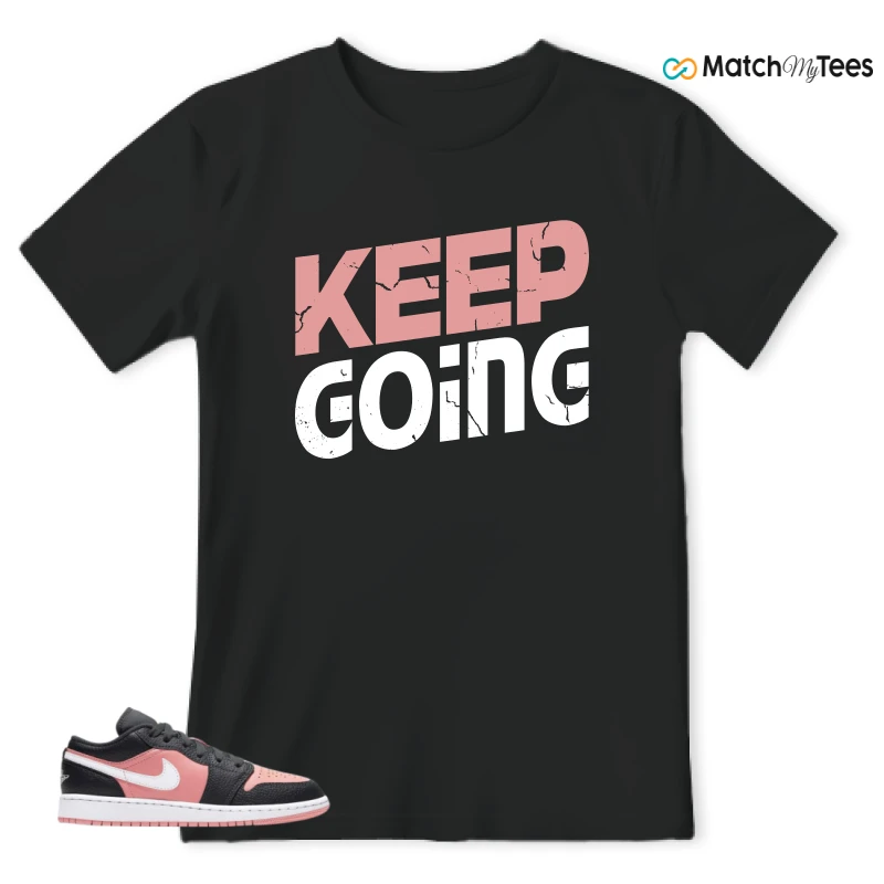 NIKE JORDAN 1 LOW BLACK PINK QUARTZ (GS) SNEAKER Matching Tees t-shirt