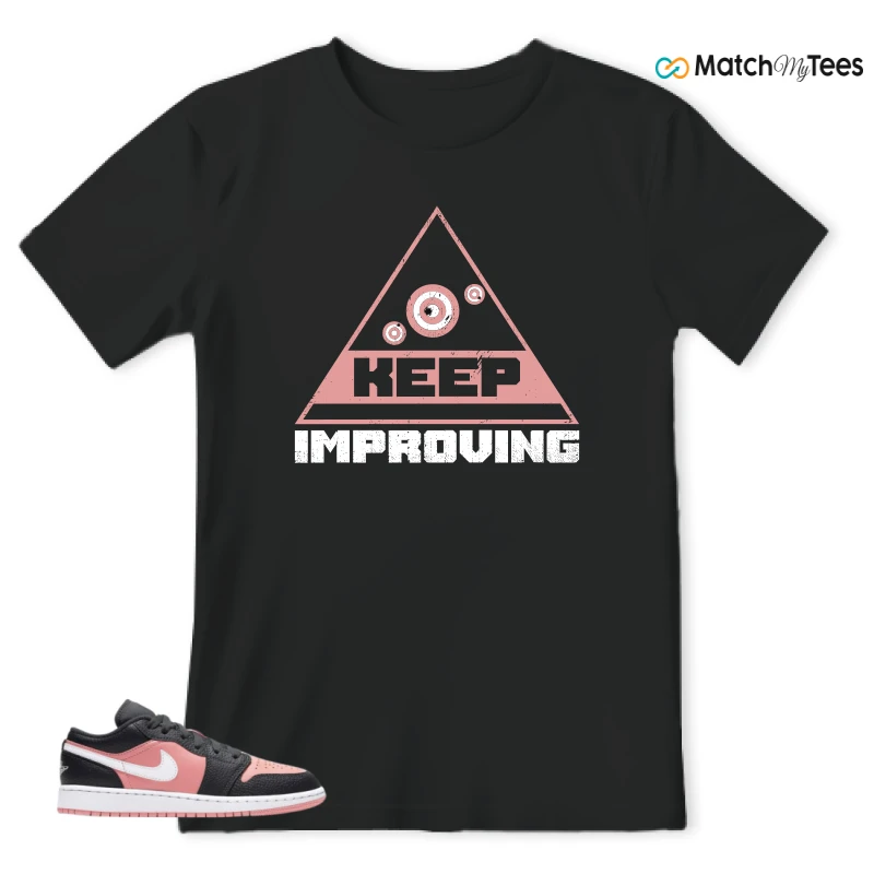 NIKE JORDAN 1 LOW BLACK PINK QUARTZ (GS) SNEAKER Matching Tees t-shirt