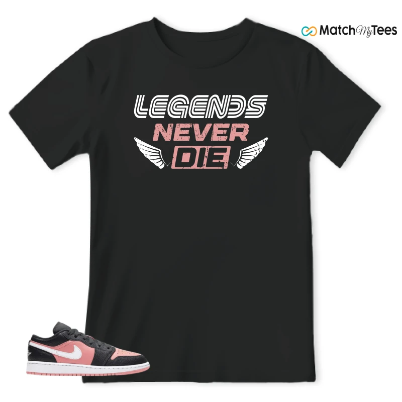NIKE JORDAN 1 LOW BLACK PINK QUARTZ (GS) SNEAKER Matching Tees t-shirt