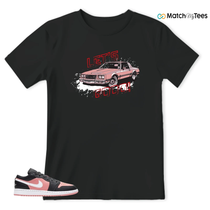 NIKE JORDAN 1 LOW BLACK PINK QUARTZ (GS) SNEAKER Matching Tees t-shirt