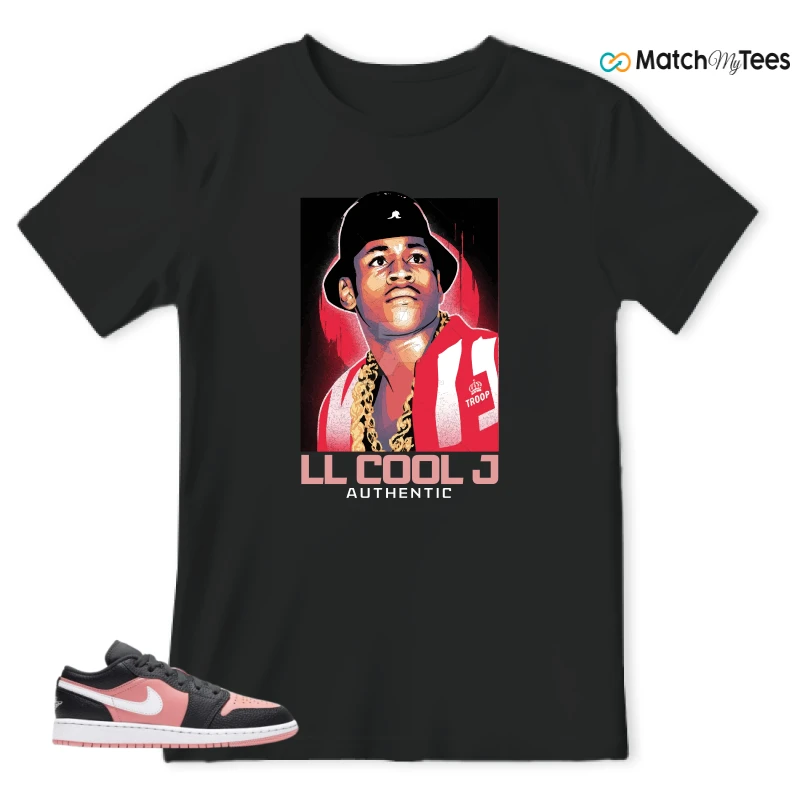 NIKE JORDAN 1 LOW BLACK PINK QUARTZ (GS) SNEAKER Matching Tees t-shirt