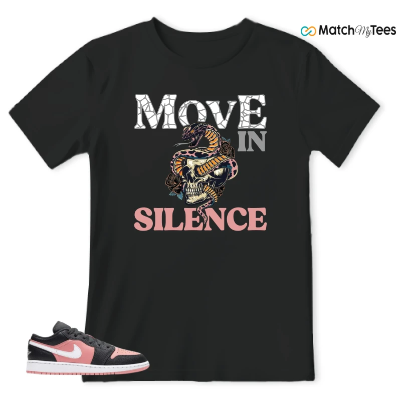 NIKE JORDAN 1 LOW BLACK PINK QUARTZ (GS) SNEAKER Matching Tees t-shirt
