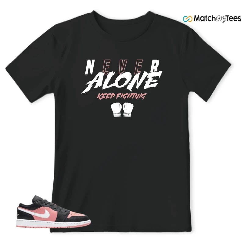 NIKE JORDAN 1 LOW BLACK PINK QUARTZ (GS) SNEAKER Matching Tees t-shirt
