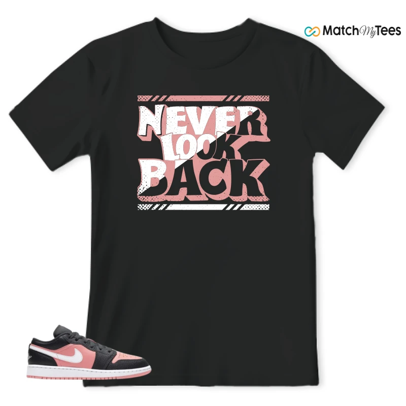 NIKE JORDAN 1 LOW BLACK PINK QUARTZ (GS) SNEAKER Matching Tees t-shirt