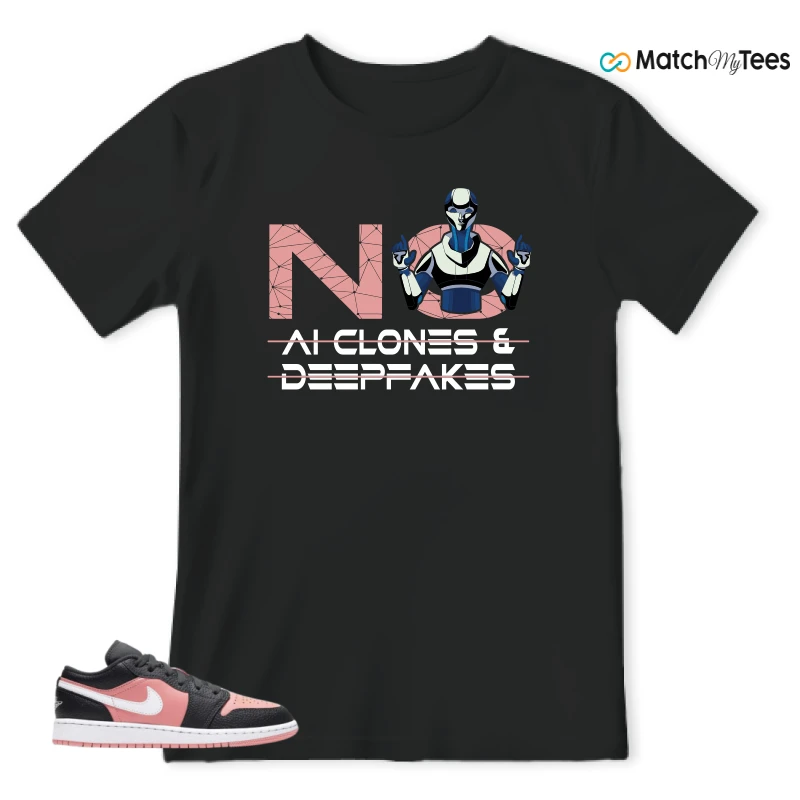 NIKE JORDAN 1 LOW BLACK PINK QUARTZ (GS) SNEAKER Matching Tees t-shirt
