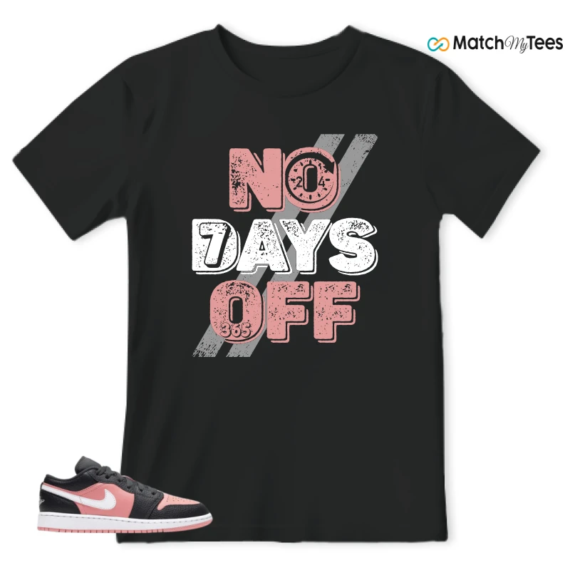 NIKE JORDAN 1 LOW BLACK PINK QUARTZ (GS) SNEAKER Matching Tees t-shirt