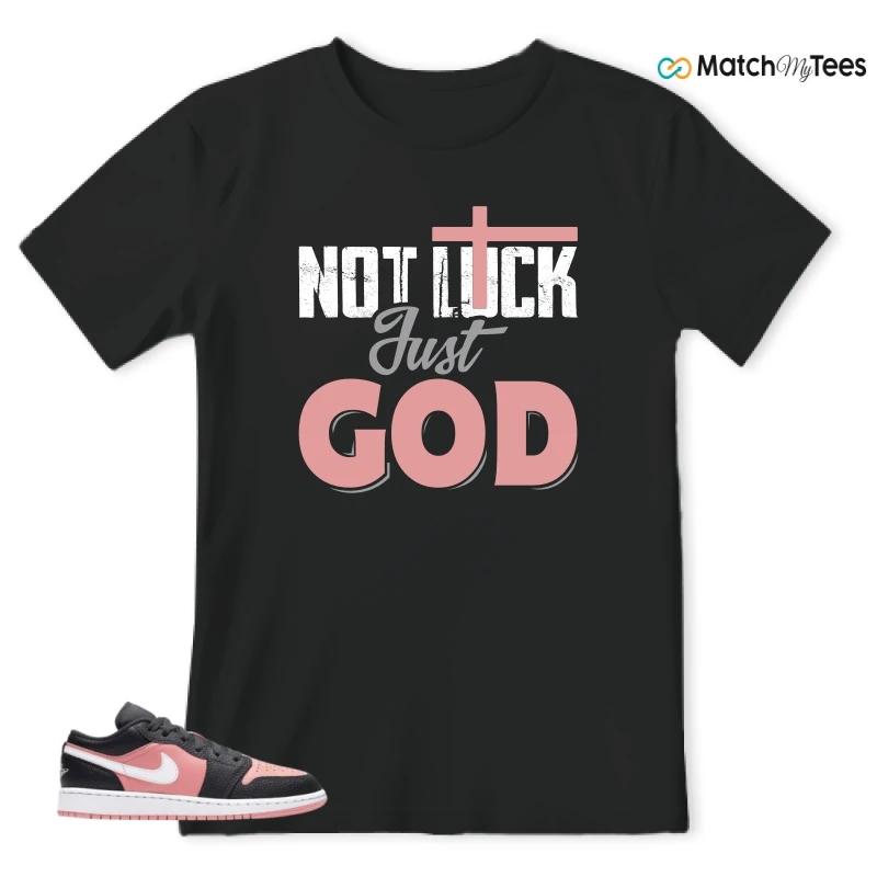 NIKE JORDAN 1 LOW BLACK PINK QUARTZ (GS) SNEAKER Matching Tees t-shirt