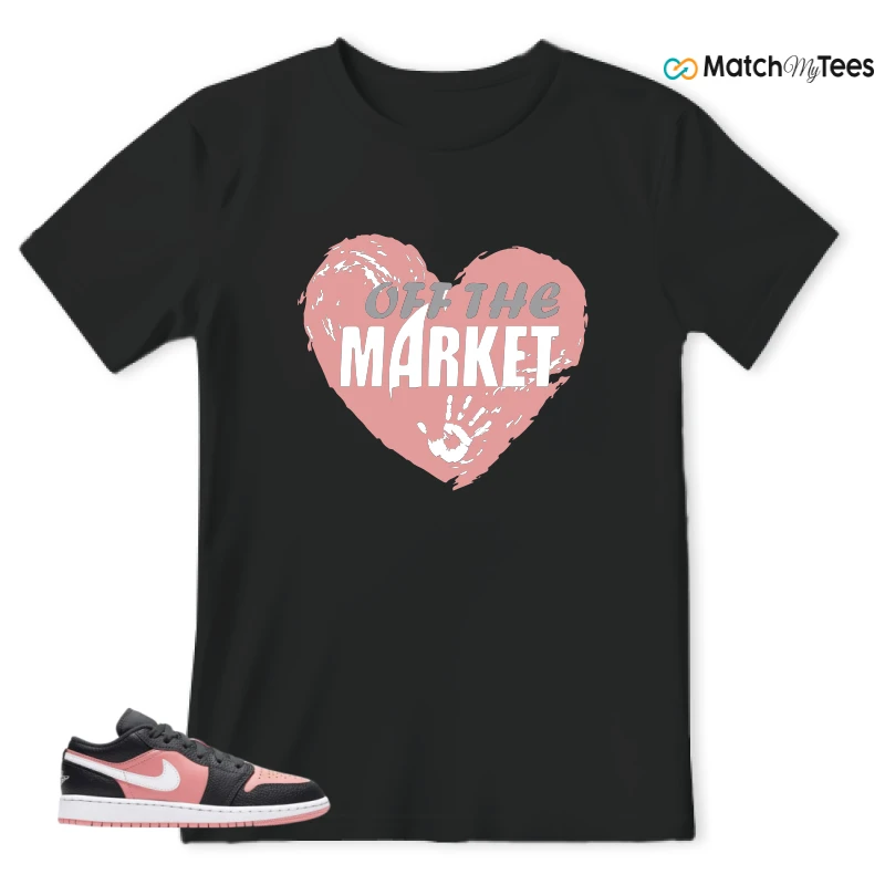 NIKE JORDAN 1 LOW BLACK PINK QUARTZ (GS) SNEAKER Matching Tees t-shirt