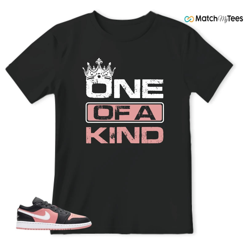 NIKE JORDAN 1 LOW BLACK PINK QUARTZ (GS) SNEAKER Matching Tees t-shirt
