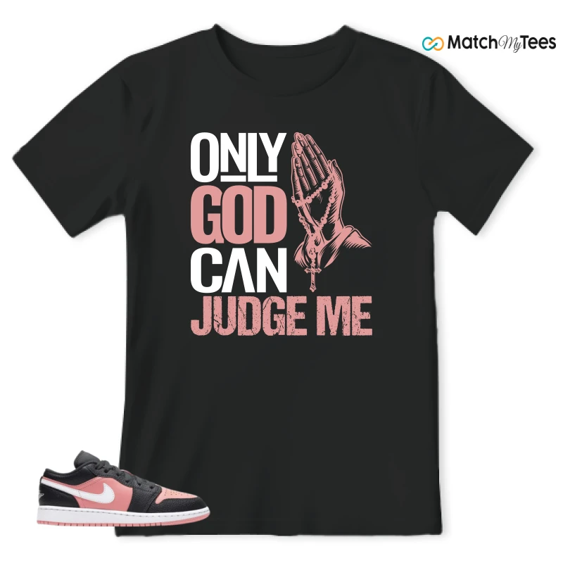 NIKE JORDAN 1 LOW BLACK PINK QUARTZ (GS) SNEAKER Matching Tees t-shirt