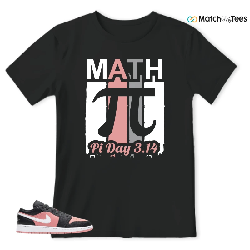 NIKE JORDAN 1 LOW BLACK PINK QUARTZ (GS) SNEAKER Matching Tees t-shirt
