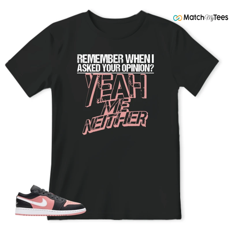 NIKE JORDAN 1 LOW BLACK PINK QUARTZ (GS) SNEAKER Matching Tees t-shirt