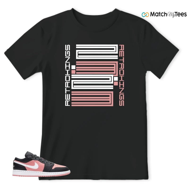 NIKE JORDAN 1 LOW BLACK PINK QUARTZ (GS) SNEAKER Matching Tees t-shirt