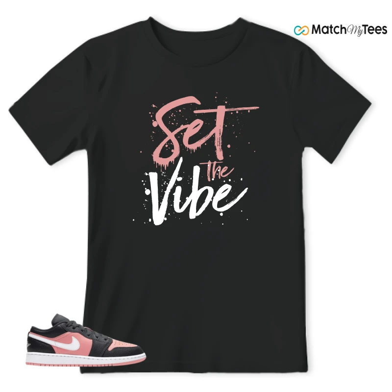 SET THE VIBE Black matching T-shirt T-shirt