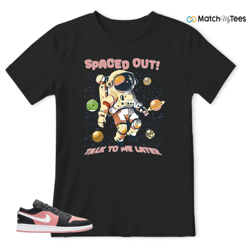 NIKE JORDAN 1 LOW BLACK PINK QUARTZ (GS) SNEAKER Matching Tees t-shirt