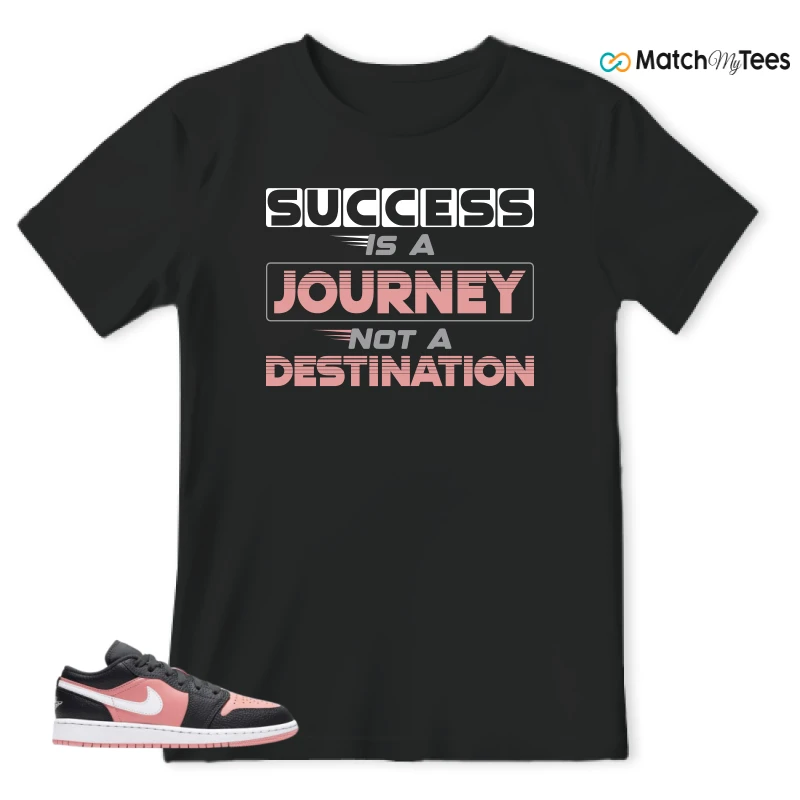 NIKE JORDAN 1 LOW BLACK PINK QUARTZ (GS) SNEAKER Matching Tees t-shirt