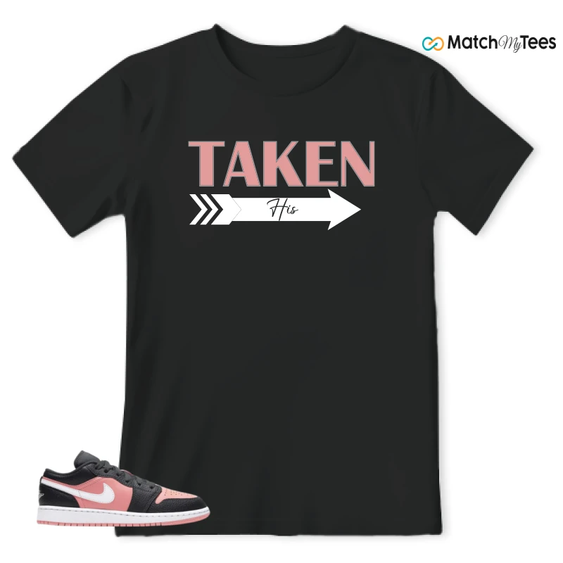 NIKE JORDAN 1 LOW BLACK PINK QUARTZ (GS) SNEAKER Matching Tees t-shirt