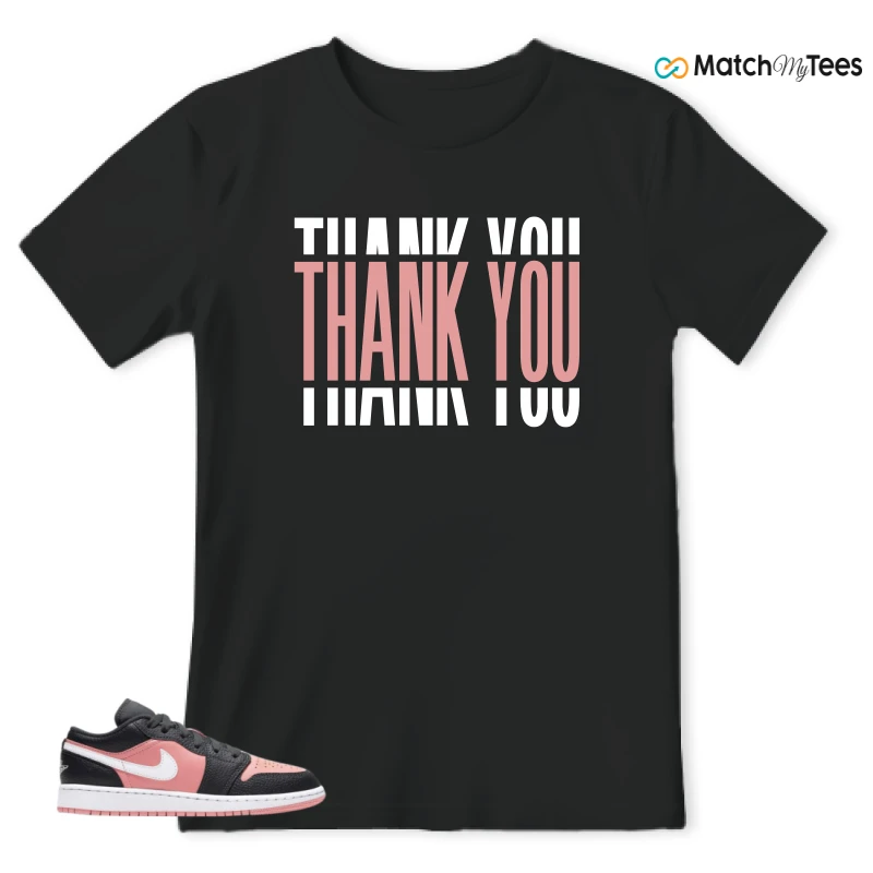 NIKE JORDAN 1 LOW BLACK PINK QUARTZ (GS) SNEAKER Matching Tees t-shirt