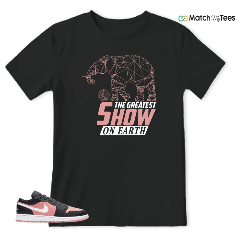 NIKE JORDAN 1 LOW BLACK PINK QUARTZ (GS) SNEAKER Matching Tees t-shirt
