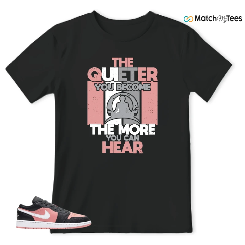 NIKE JORDAN 1 LOW BLACK PINK QUARTZ (GS) SNEAKER Matching Tees t-shirt