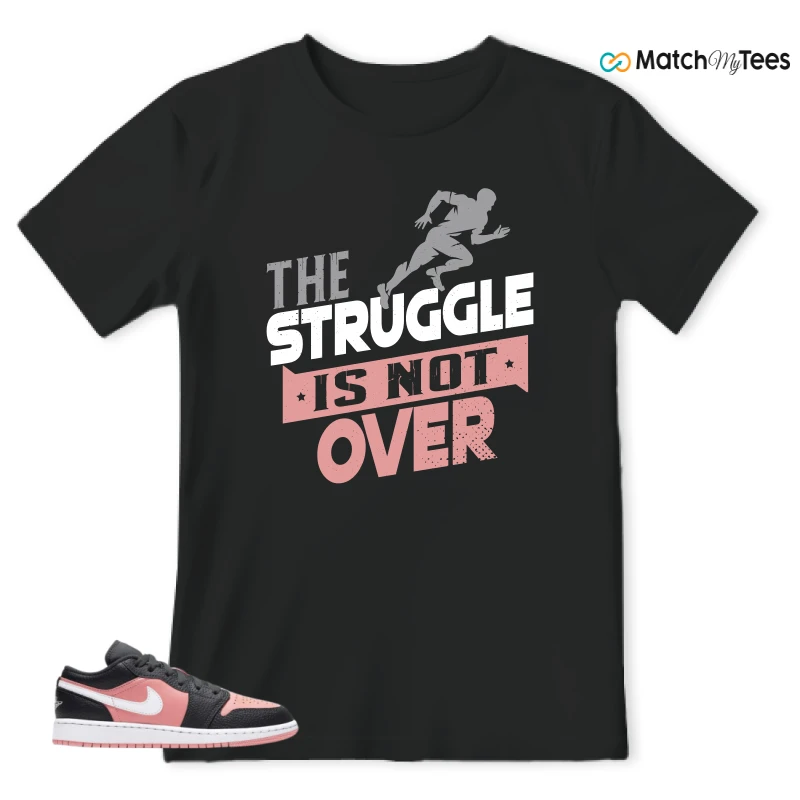 NIKE JORDAN 1 LOW BLACK PINK QUARTZ (GS) SNEAKER Matching Tees t-shirt