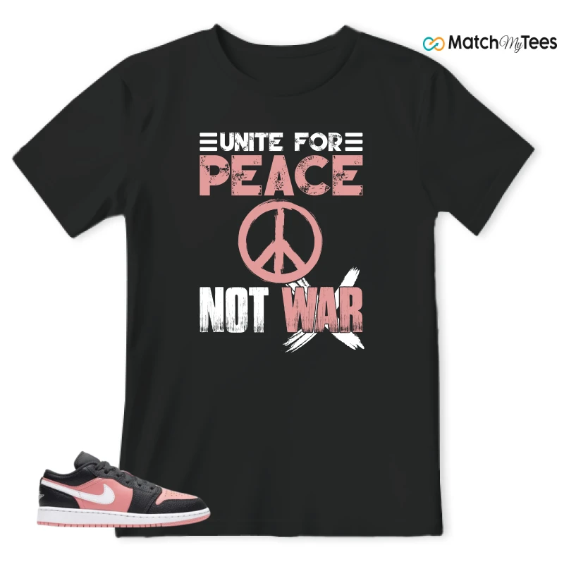 NIKE JORDAN 1 LOW BLACK PINK QUARTZ (GS) SNEAKER Matching Tees t-shirt