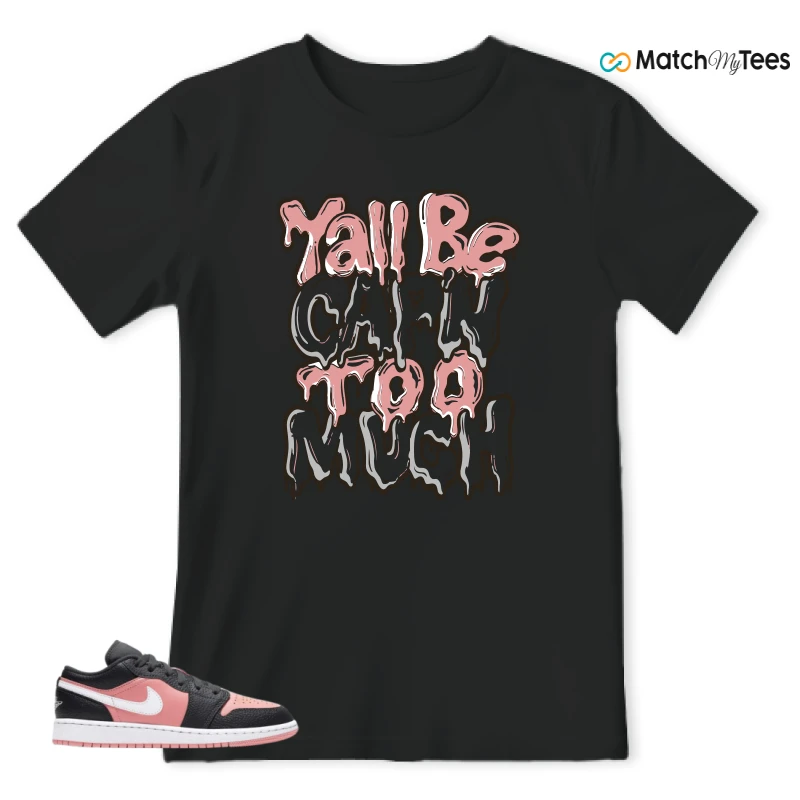 NIKE JORDAN 1 LOW BLACK PINK QUARTZ (GS) SNEAKER Matching Tees t-shirt