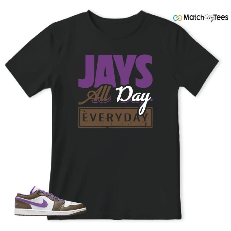 NIKE JORDAN 1 LOW PURPLE MOCHA SNEAKER Matching Tees t-shirt