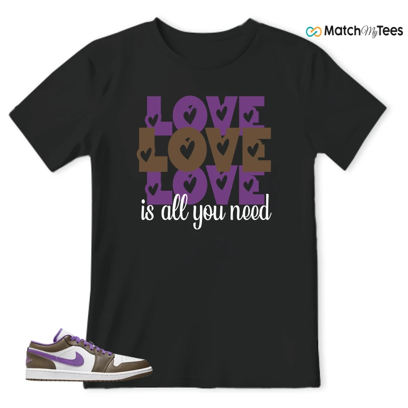 NIKE JORDAN 1 LOW PURPLE MOCHA SNEAKER Matching Tees t-shirt