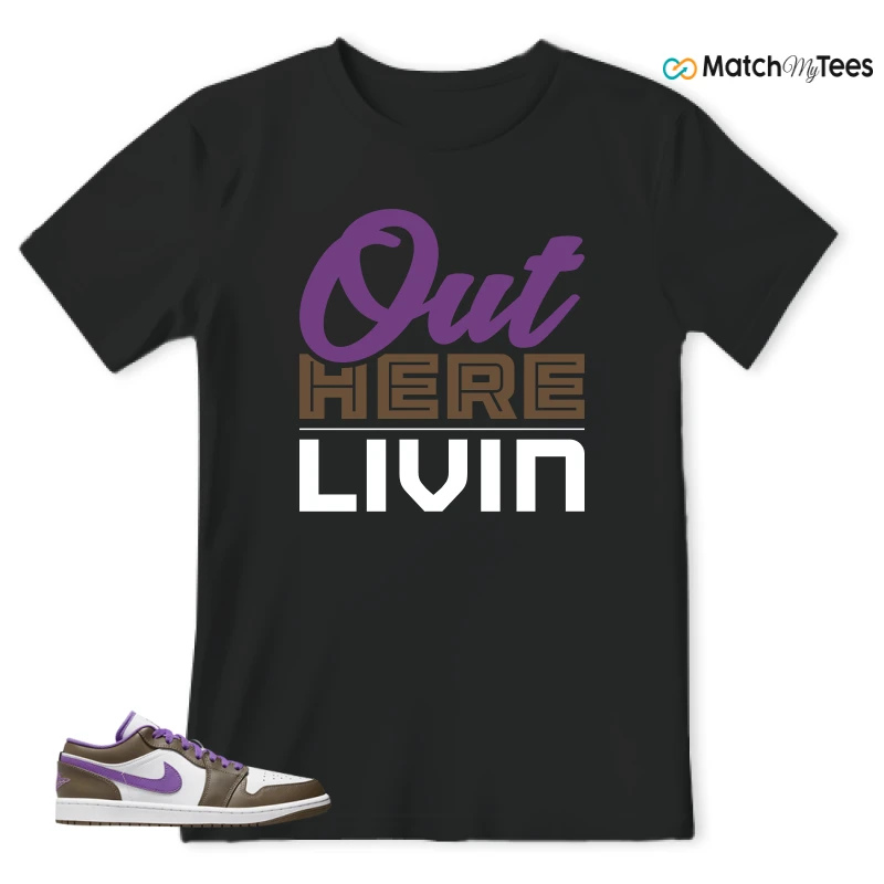 NIKE JORDAN 1 LOW PURPLE MOCHA SNEAKER Matching Tees t-shirt