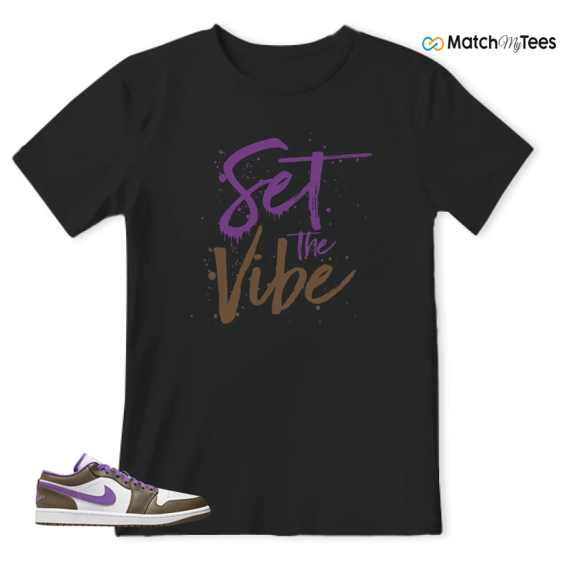 SET THE VIBE Black matching T-shirt T-shirt