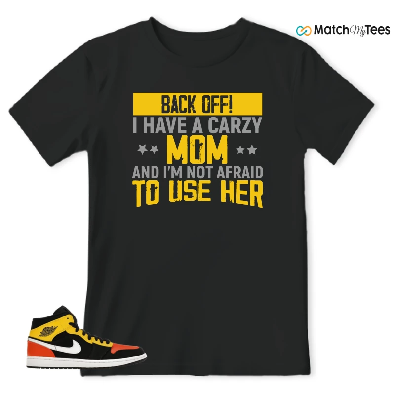 NIKE JORDAN 1 MID BLACK AMARILLO ORANGE SNEAKER Matching Tees t-shirt