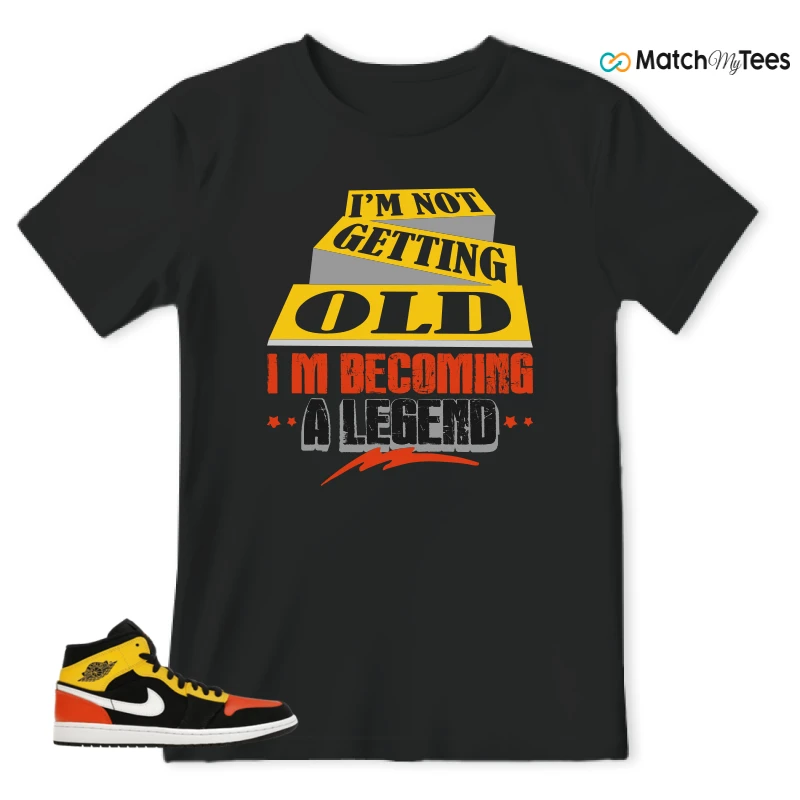 NIKE JORDAN 1 MID BLACK AMARILLO ORANGE SNEAKER Matching Tees t-shirt
