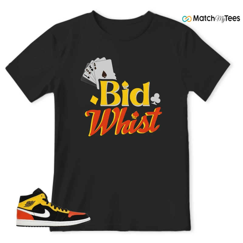 NIKE JORDAN 1 MID BLACK AMARILLO ORANGE SNEAKER Matching Tees t-shirt