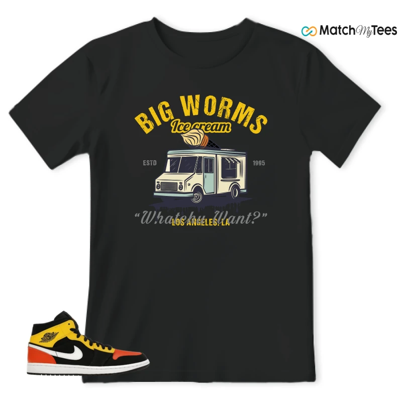 NIKE JORDAN 1 MID BLACK AMARILLO ORANGE SNEAKER Matching Tees t-shirt