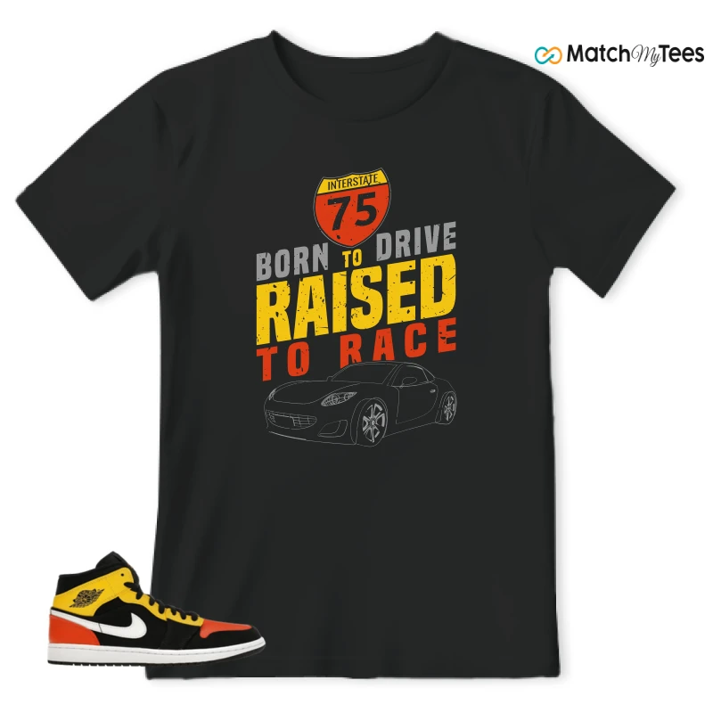 NIKE JORDAN 1 MID BLACK AMARILLO ORANGE SNEAKER Matching Tees t-shirt