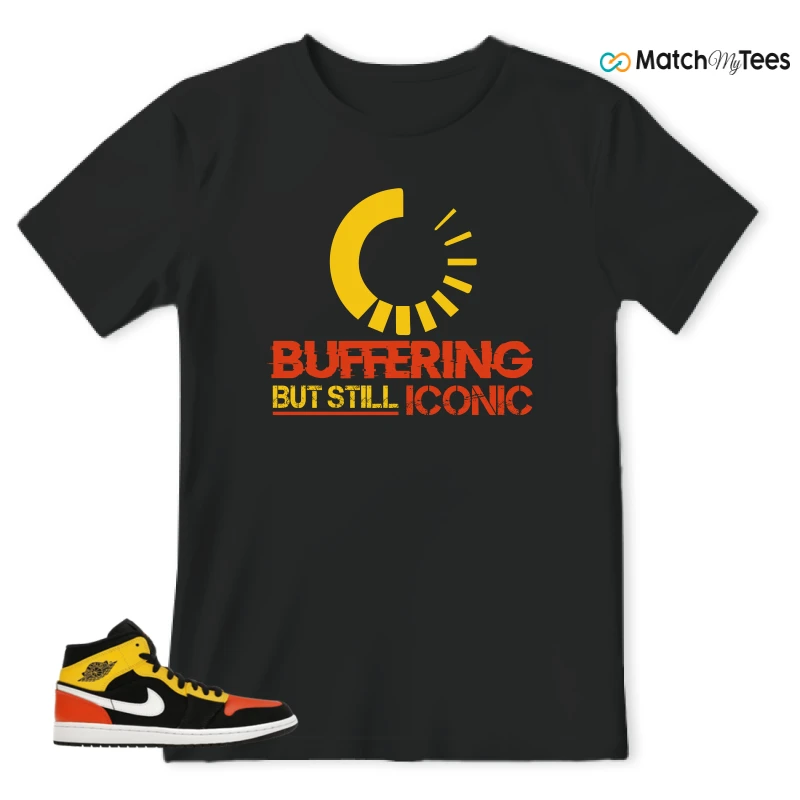 NIKE JORDAN 1 MID BLACK AMARILLO ORANGE SNEAKER Matching Tees t-shirt