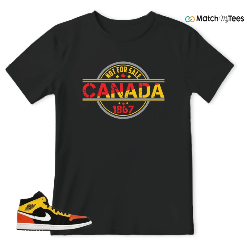 NIKE JORDAN 1 MID BLACK AMARILLO ORANGE SNEAKER Matching Tees t-shirt