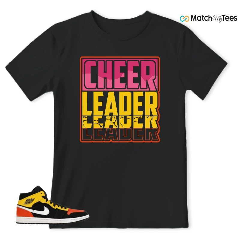 NIKE JORDAN 1 MID BLACK AMARILLO ORANGE SNEAKER Matching Tees t-shirt