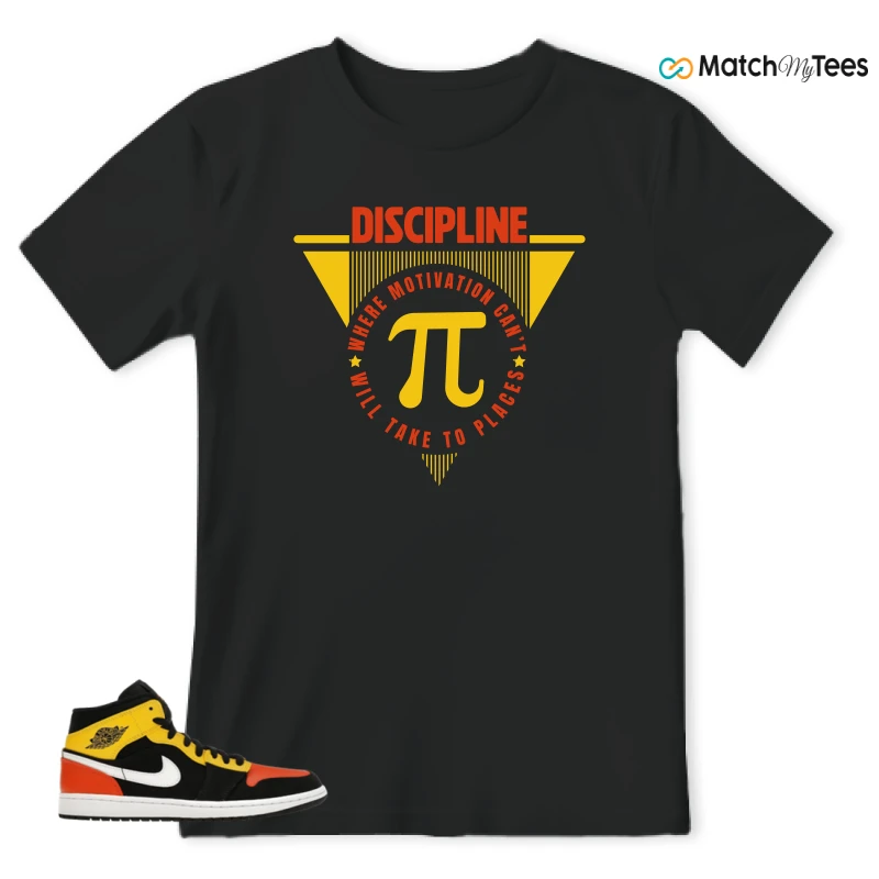NIKE JORDAN 1 MID BLACK AMARILLO ORANGE SNEAKER Matching Tees t-shirt