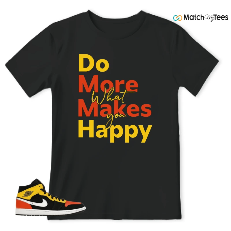NIKE JORDAN 1 MID BLACK AMARILLO ORANGE SNEAKER Matching Tees t-shirt