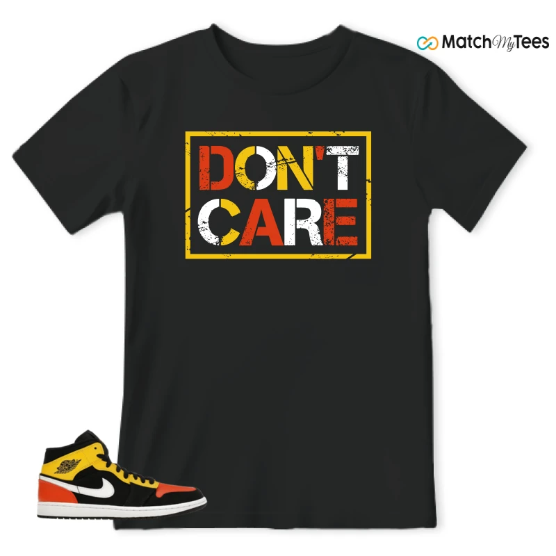 NIKE JORDAN 1 MID BLACK AMARILLO ORANGE SNEAKER Matching Tees t-shirt